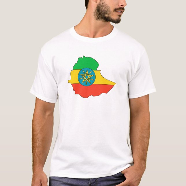 T-shirts Mapa da bandeira de Etiópia sem redução (Frente)