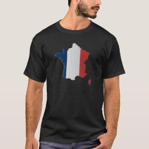 T-shirts Mapa da bandeira de France