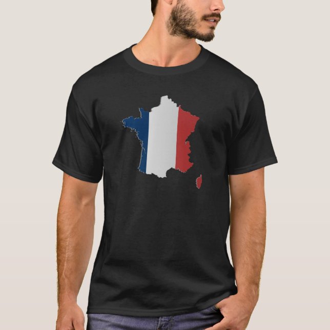 T-shirts Mapa da bandeira de France (Frente)