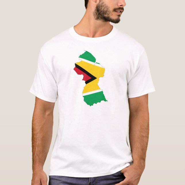 T-shirts Mapa da bandeira de Guyana (Frente)
