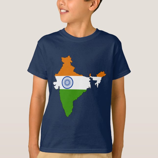 T-shirts Mapa da bandeira de India (Frente)