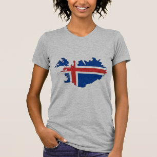 T-shirts Mapa da bandeira de Islândia
