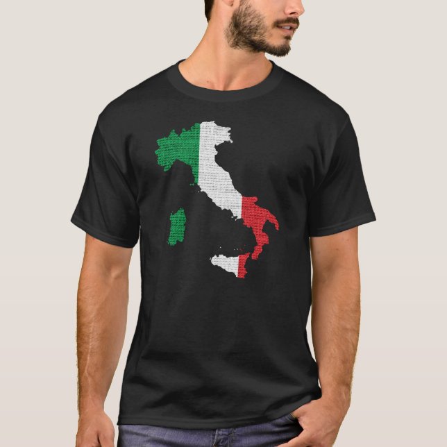 T-shirts Mapa da bandeira de Italia (Frente)
