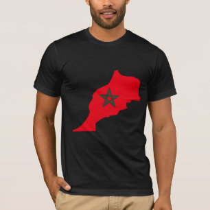 T-shirts Mapa da bandeira de Marrocos sem redução