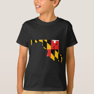 T-shirts Mapa da bandeira de Maryland