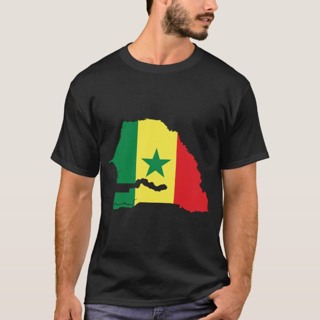 T-shirts Mapa da bandeira de Senegal (Frente)