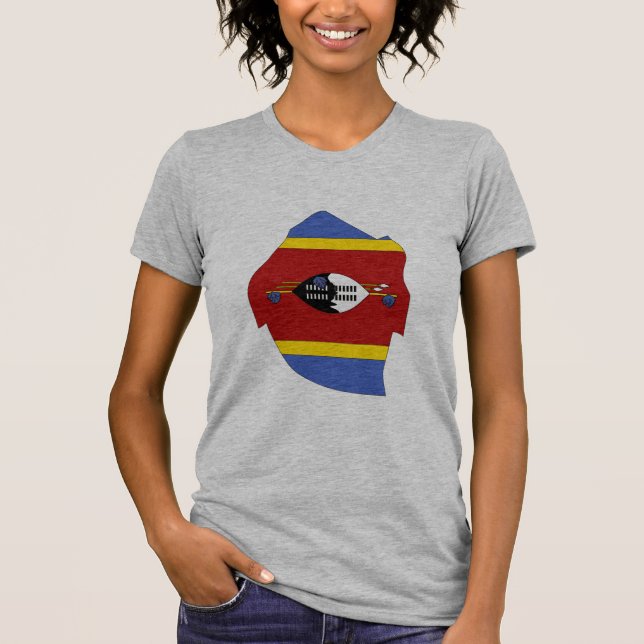 T-shirts Mapa da bandeira de Suazilândia (Frente)