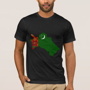 T-shirts Mapa da bandeira de Turkmenistan sem redução