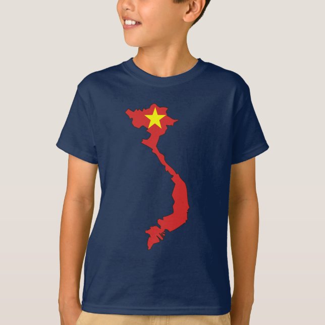 T-shirts Mapa da bandeira de Vietnam (Frente)