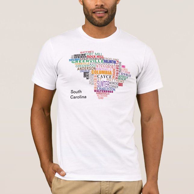 T-shirts Mapa da cidade de South Carolina (Frente)