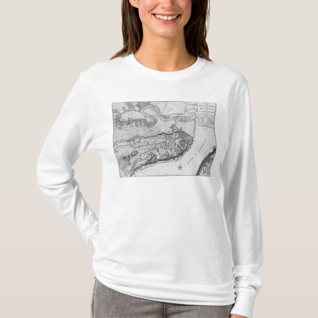 T-shirts Mapa da cidade e dos arrabaldes de Quebeque (Frente)