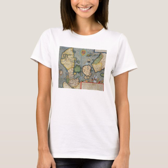 T-shirts Mapa da Europa Norte, de Civitates Orbis Terr (Frente)