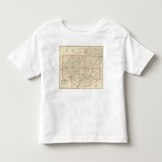 T-shirts Mapa da região do óleo de Pensilvânia (Frente)