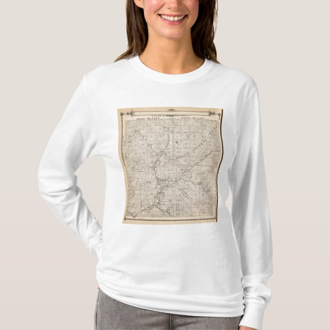 T-shirts Mapa da seção de T1617S R2829E Tulare County (Frente)