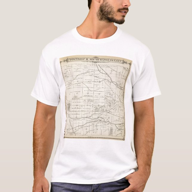 T-shirts Mapa da seção de T18S R24E Tulare County (Frente)