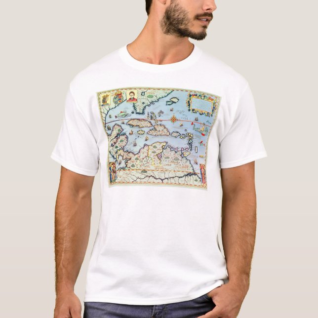 T-shirts Mapa das ilhas das Caraíbas (Frente)