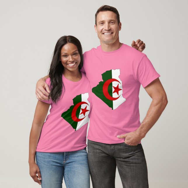 T-shirts Mapa de bandeira da Argélia (Unissex)