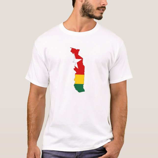 T-shirts mapa de bandeira do país togo (Frente)