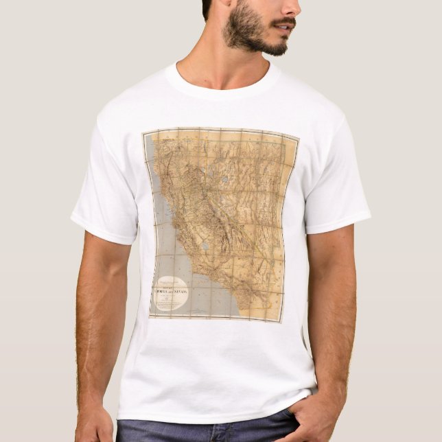T-shirts Mapa de Califórnia e de Nevada (Frente)