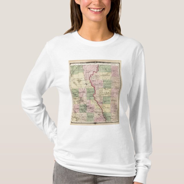 T-shirts Mapa de condados de Juneau e de Adams (Frente)