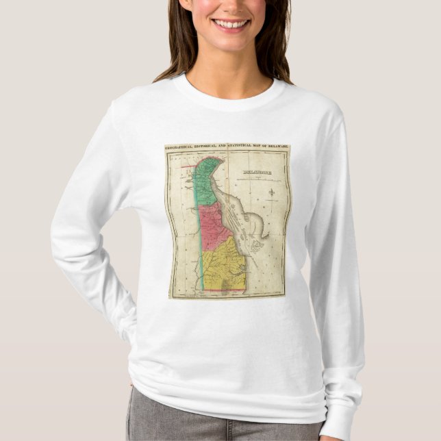 T-shirts Mapa de Delaware (Frente)