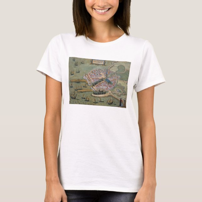 T-shirts Mapa de Flissinga, de Civitates Orbis Terrarum (Frente)