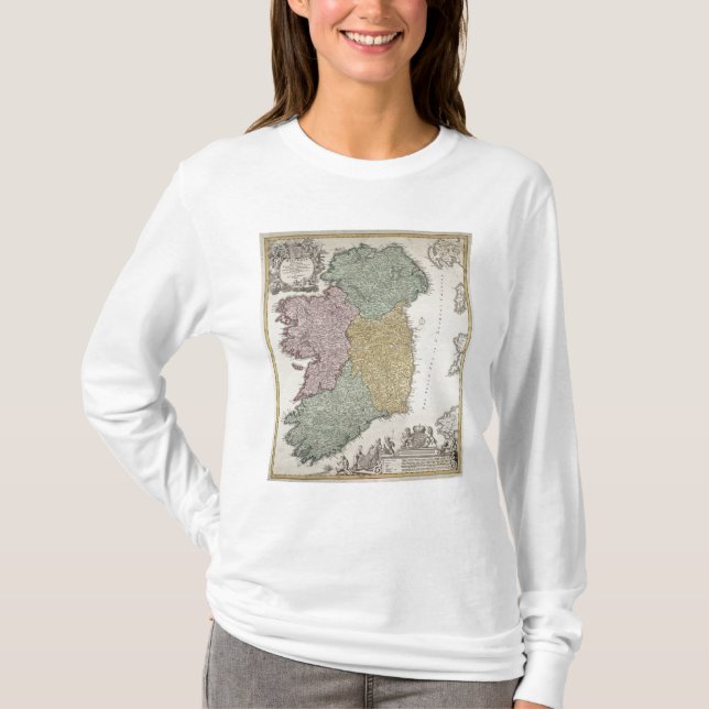 T-shirts Mapa de Ireland que mostra as províncias de Ulster (Frente)