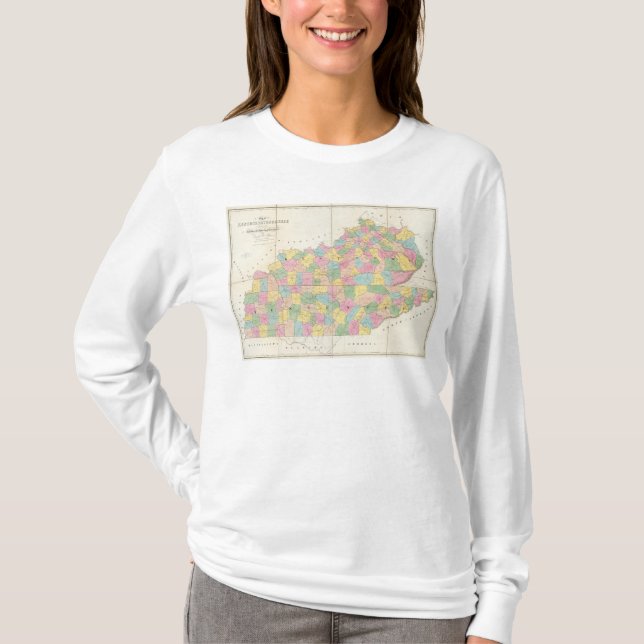 T-shirts Mapa de Kentucky & de Tennessee (Frente)
