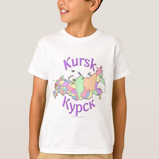 T-shirts Mapa de Kursk Rússia (Frente)