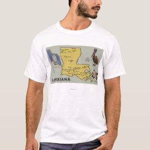T-shirts Mapa de LouisianaDetailed de StateLouisiana