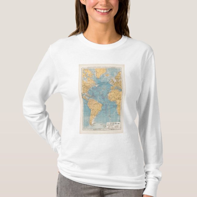 T-shirts Mapa de Oceano Atlântico (Frente)