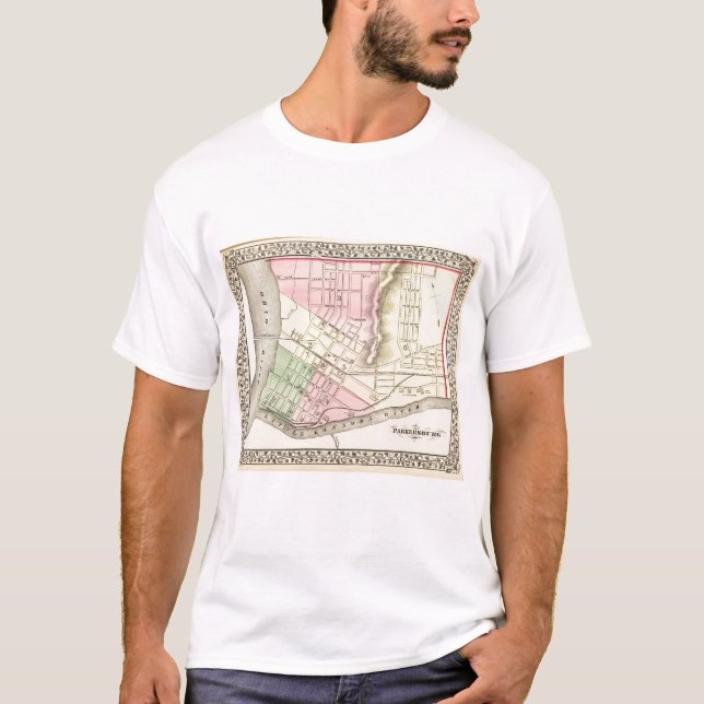T-shirts Mapa de Parkersburg, West Virginia (Frente)