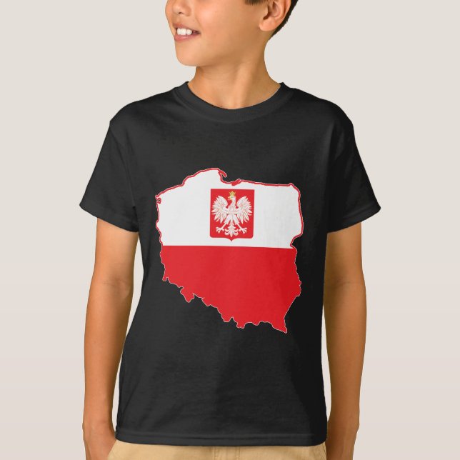 T-shirts Mapa De Polônia Em Cores Poloneses (Frente)