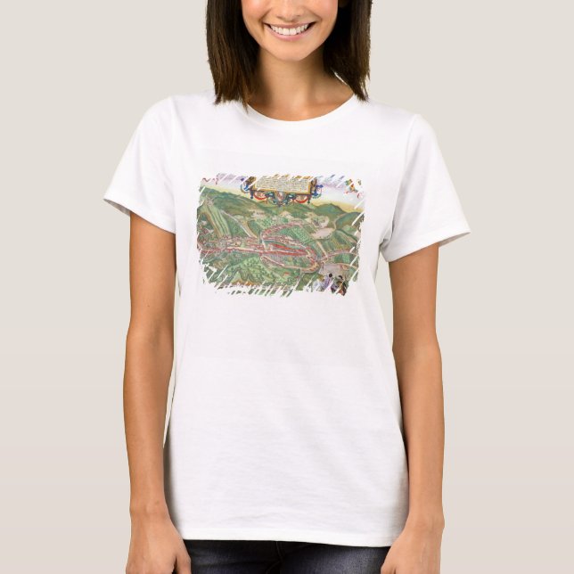 T-shirts Mapa de Serravalle, de Civitates Orbis Terrarum (Frente)