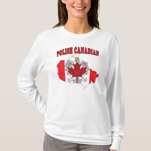 T-shirts Mapa de Sinalizador do Canadá Polonês (Frente)