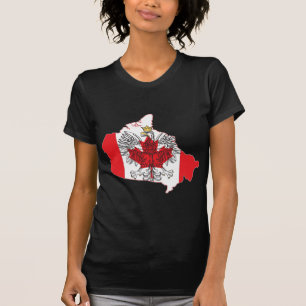 T-shirts Mapa de Sinalizador do Polônia Canadá