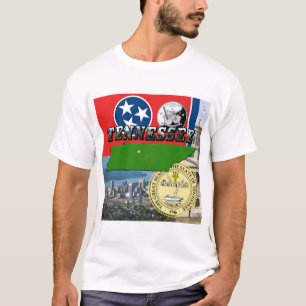 T-shirts Mapa de Tennessee, bandeira, selo do estado e