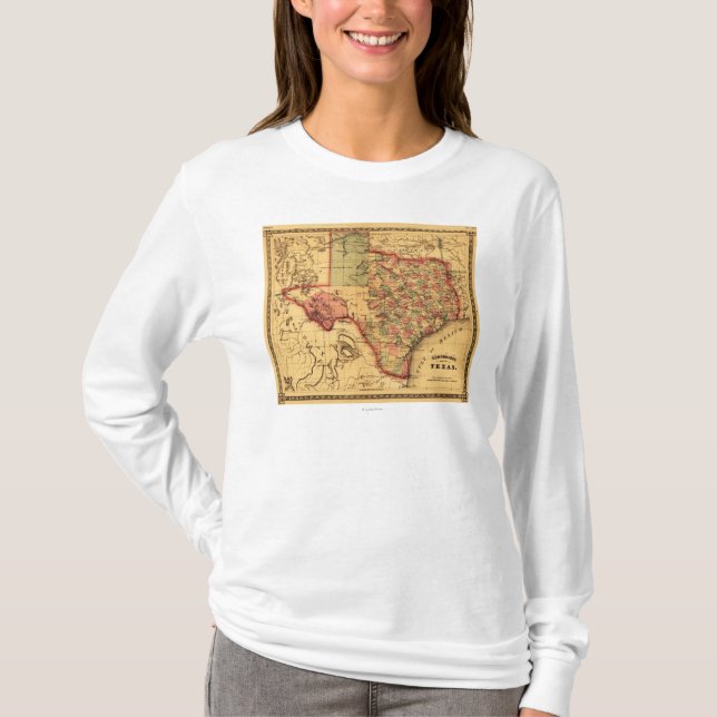 T-shirts Mapa de TexasPanoramic (Frente)