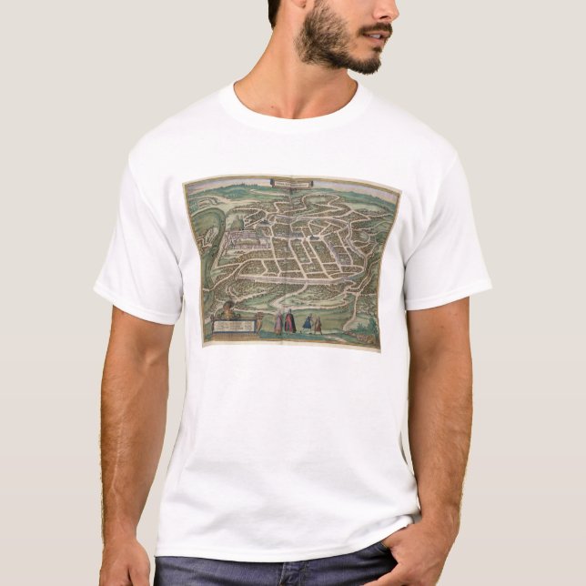T-shirts Mapa de Vilnius, Lithuania, 'de Civitates Orbis T (Frente)