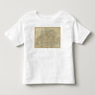 T-shirts Mapa do atlas colorido da mão da suiça