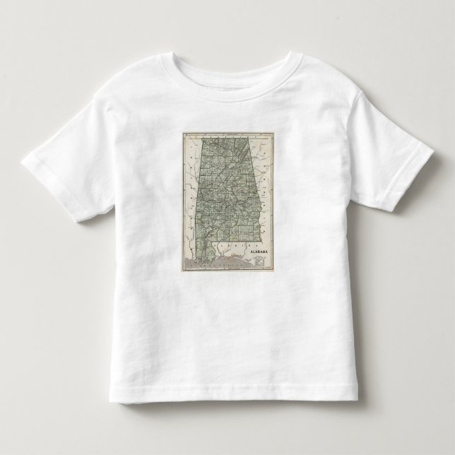 T-shirts Mapa do atlas de Alabama (Frente)