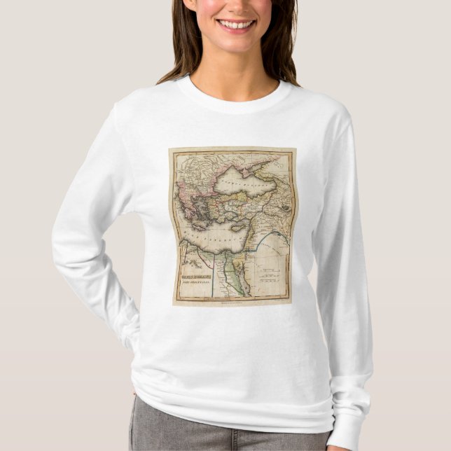 T-shirts Mapa do atlas de Médio Oriente (Frente)