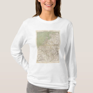 T-shirts Mapa do atlas de Países Baixos e de Bélgica