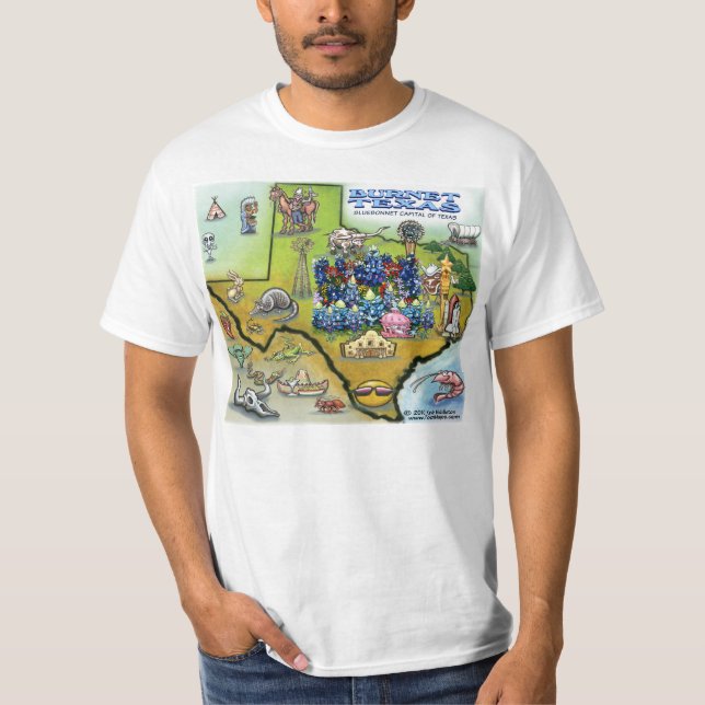 T-shirts Mapa do Burnet TEXAS (Frente)