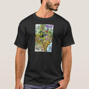 T-shirts Mapa do Cartoon do Texas Midland
