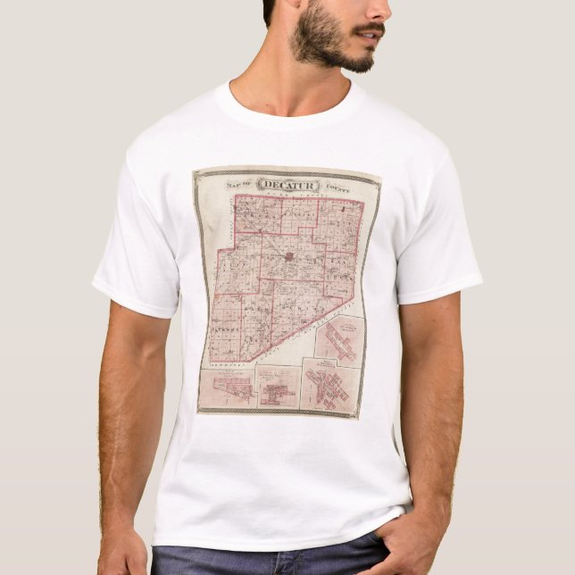 T-shirts Mapa do Condado de Decatur com St Omer (Frente)