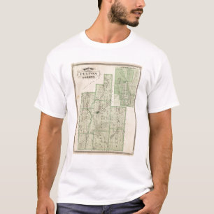 T-shirts Mapa do Condado de Fulton com Rochester, Fulton Co