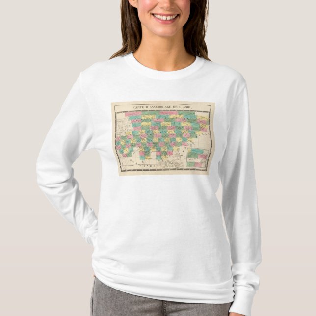 T-shirts Mapa do conjunto de Ásia (Frente)