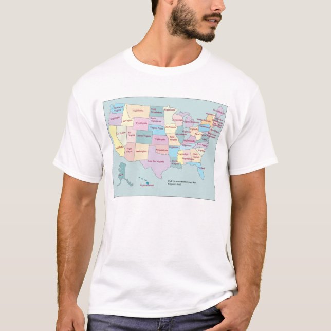 T-shirts mapa do estado de Virgínia (Frente)