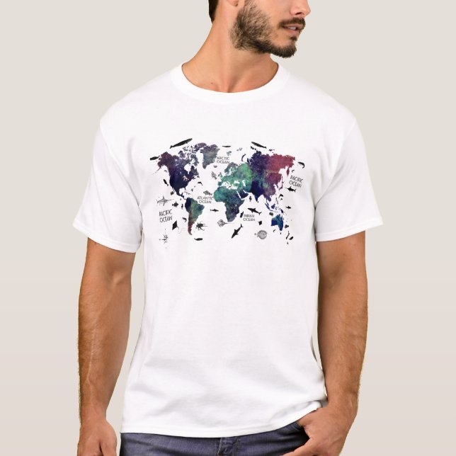 T-shirts mapa do mundo 7 (Frente)